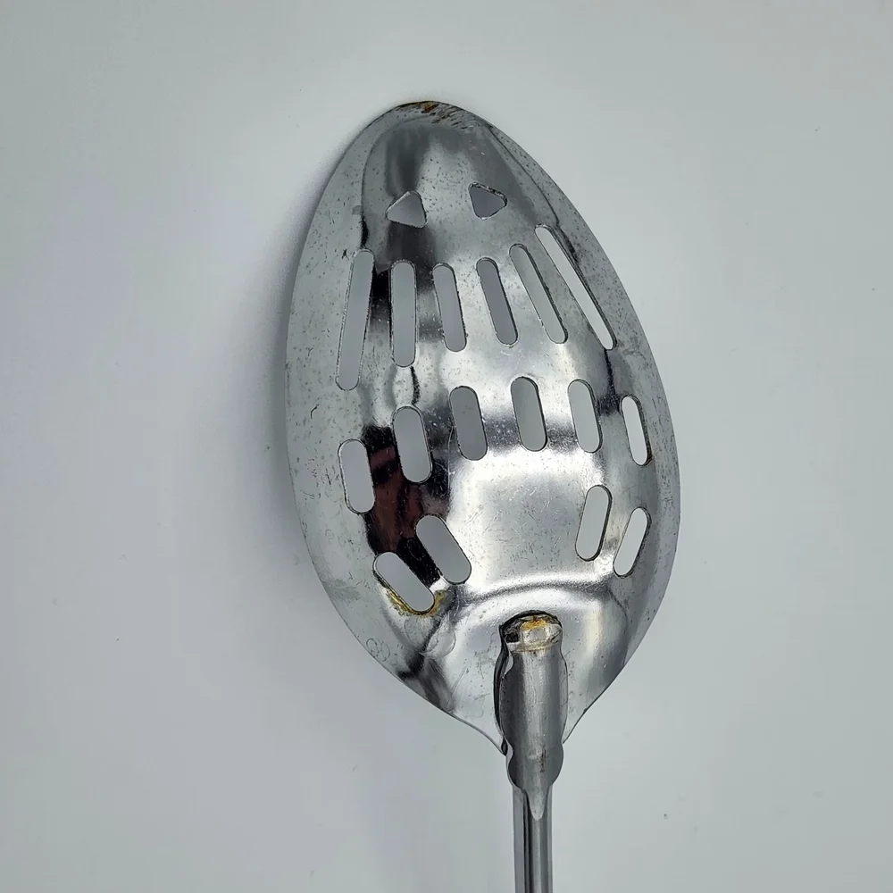 Vintage Ekco Chromium‎ Plated Serving Slotted Spoon